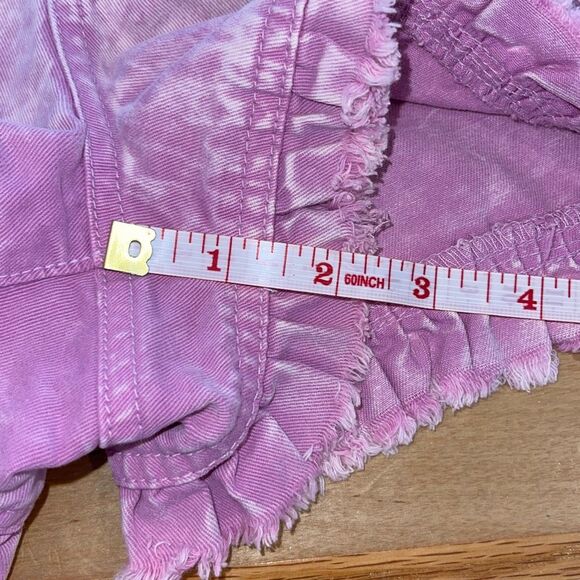 Francesca's TGLA Corleen Ruffled Paperbag Denim Shorts Pink Purple Medium - Picture 9 of 9